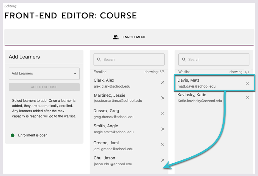 waitlist learner moving fet